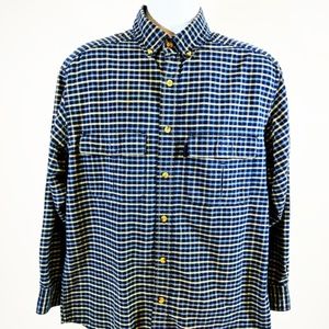 Woolrich Navy Blue Plaid Flannel 100% Cotton